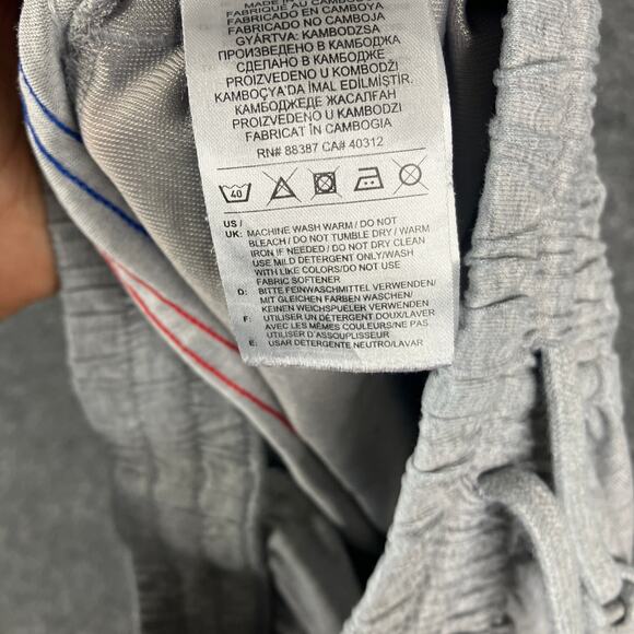 Adidas Track Pants Mens L Gray Joggers 3-Stripes Logo Drawstring Cuffed Athletic - Picture 7 of 11